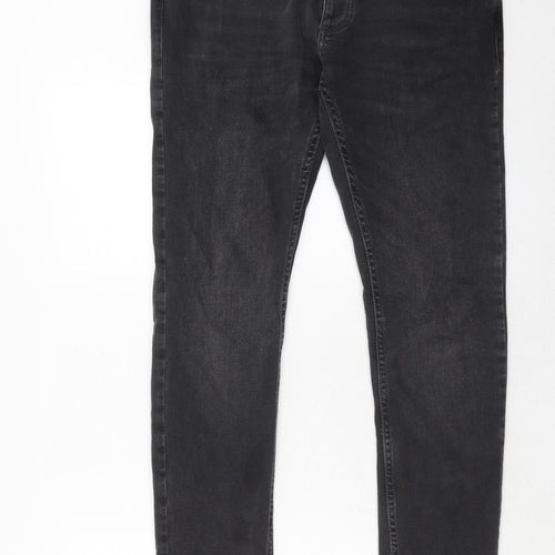 Topman Mens Black Cotton Skinny Jeans Size 32 in L32 in Regular Button