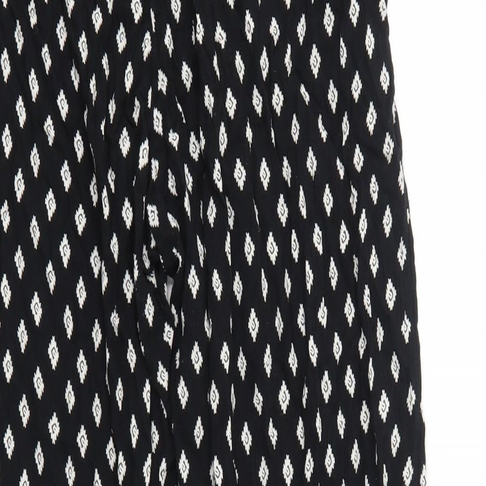 Julipa Womens Black Geometric Viscose Trousers Size 16 Regular Drawstring