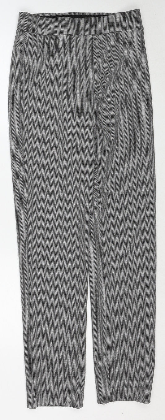 Marks and Spencer Womens Grey Geometric Polyester Trousers Size 8 Regular
