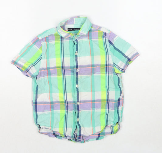 NEXT Boys Multicoloured Plaid Cotton Basic Button-Up Size 6 Years Collared Button