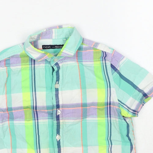 NEXT Boys Multicoloured Plaid Cotton Basic Button-Up Size 6 Years Collared Button
