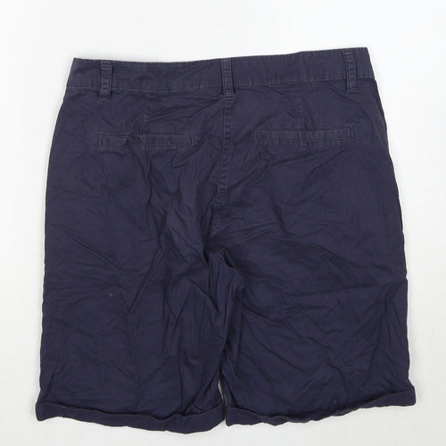 Avenue Womens Blue Cotton Chino Shorts Size 10 Regular Zip