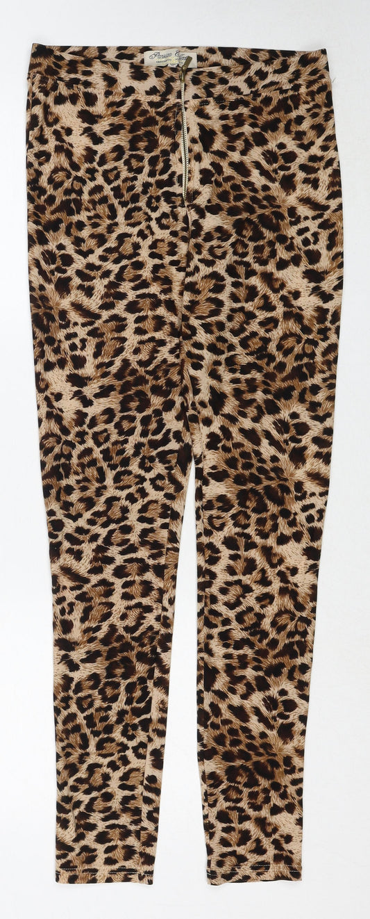 PARISIAN SIGNATURE Womens Brown Animal Print Polyester Capri Leggings Size S - Leopard Print
