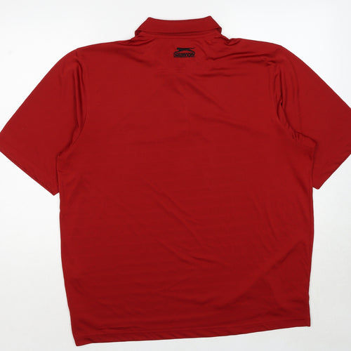 Slazenger Mens Red Polyester Pullover Polo Size XL Collared Pullover