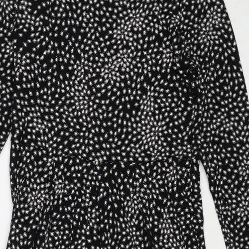 Masai Womens Black Geometric Viscose A-Line Size XS Square Neck Pullover