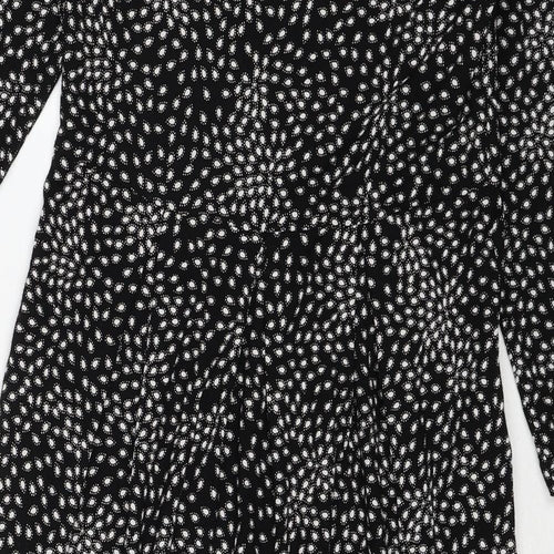 Masai Womens Black Geometric Viscose A-Line Size XS Square Neck Pullover