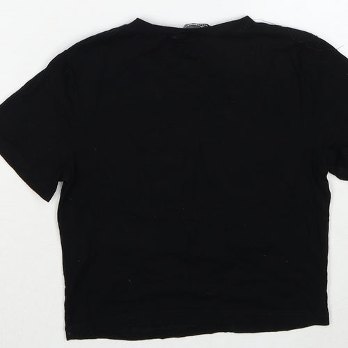 Select Girls Black Viscose Pullover T-Shirt Size 12-13 Years Round Neck Pullover - Louisiana Eyelet