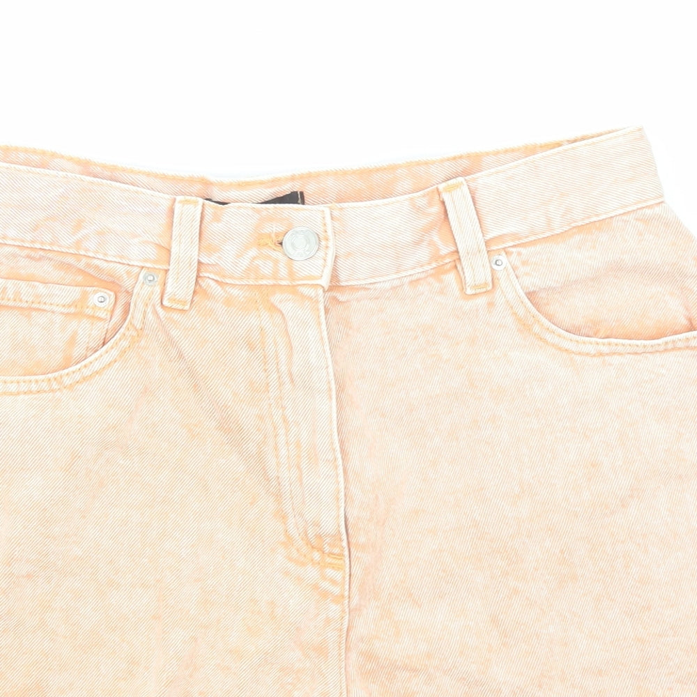 NEXT Womens Orange Cotton Cut-Off Shorts Size 10 Regular Zip