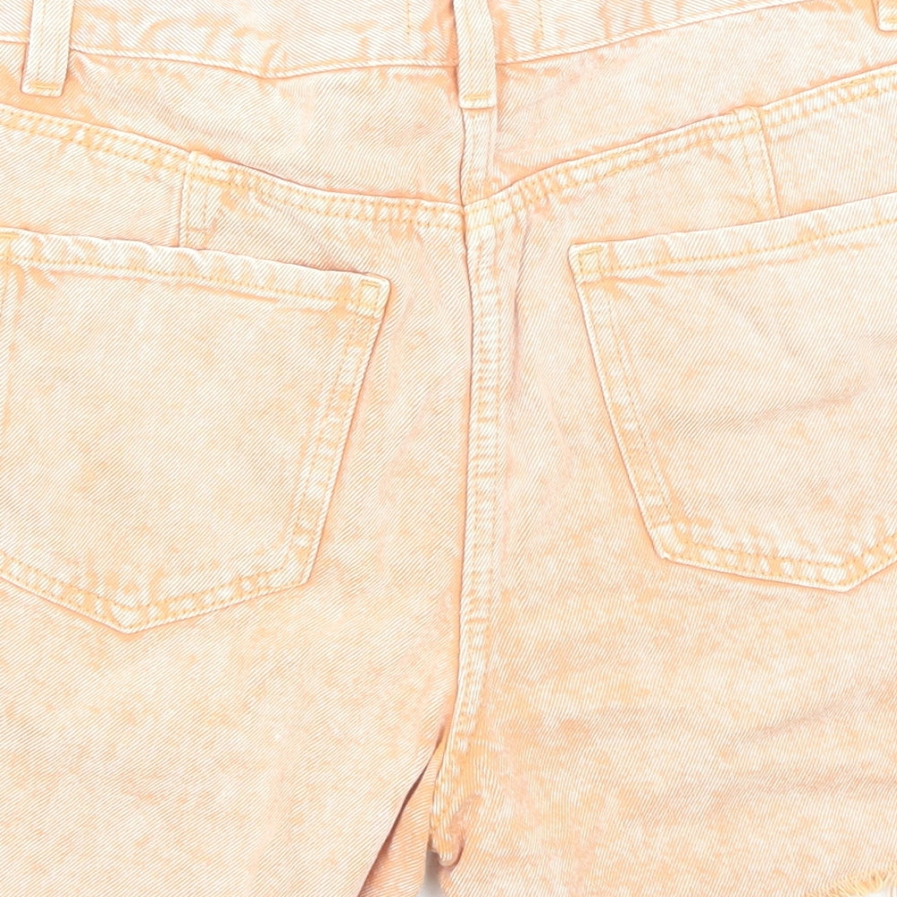 NEXT Womens Orange Cotton Cut-Off Shorts Size 10 Regular Zip