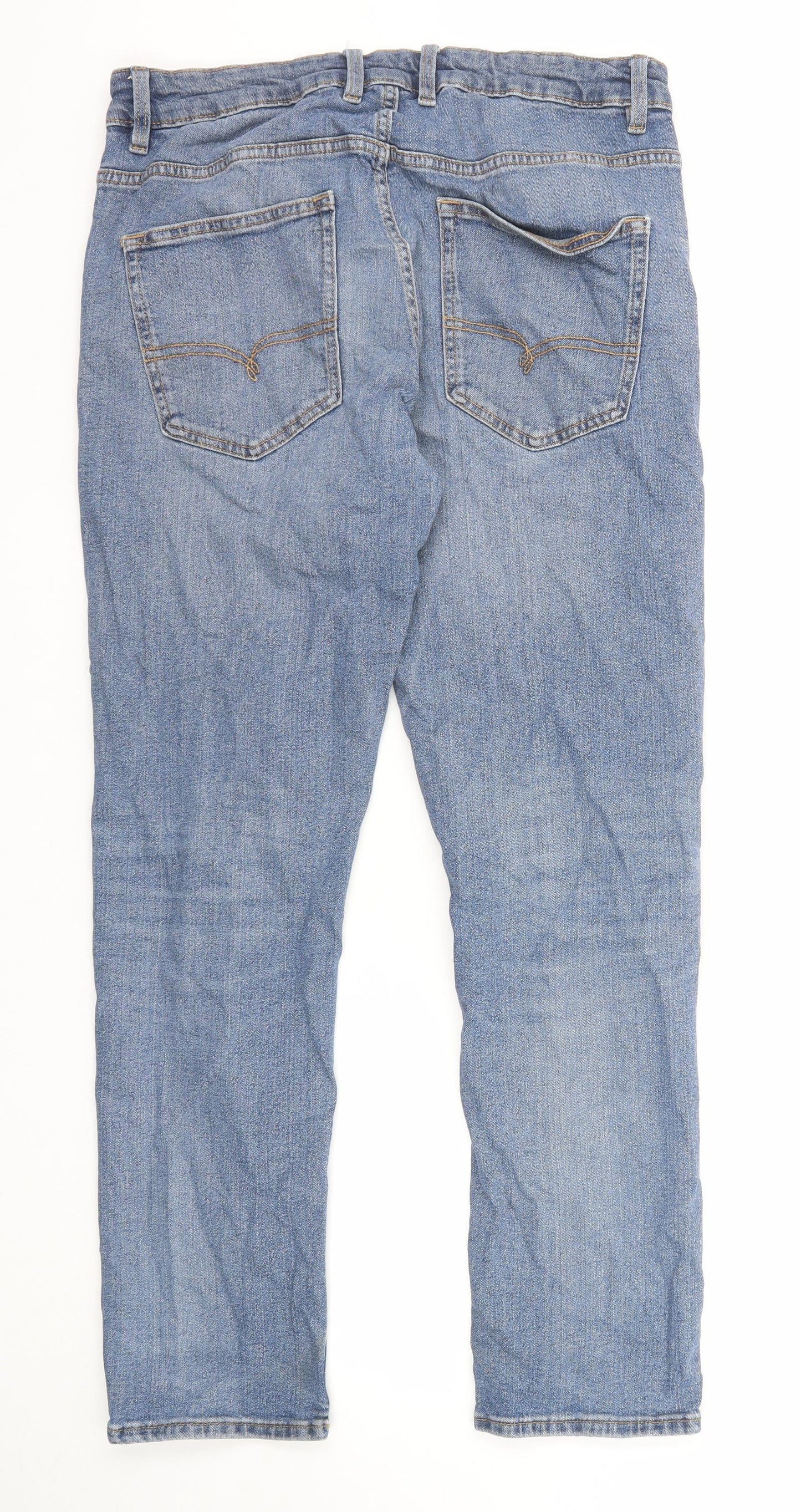 NEXT Mens Blue Cotton Straight Jeans Size 34 in Slim Zip