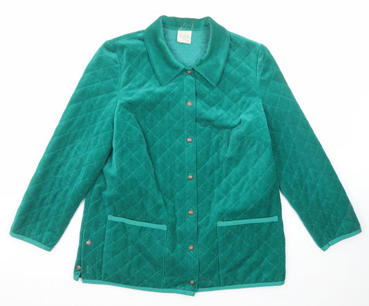Toddy Womens Green Quilted Jacket Size 12 Button