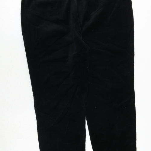 Marks and Spencer Womens Black Cotton Trousers Size 14 Regular Zip