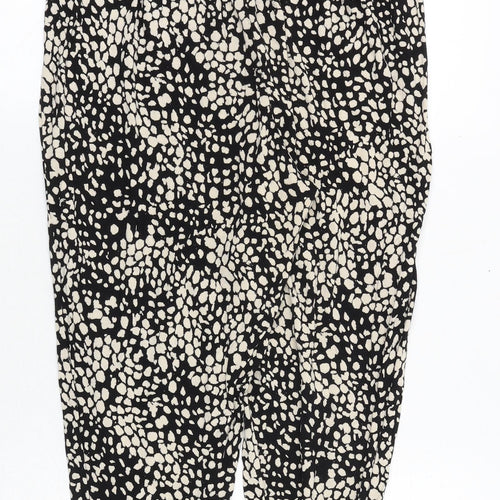H&M Womens Black Geometric Viscose Trousers Size S Regular