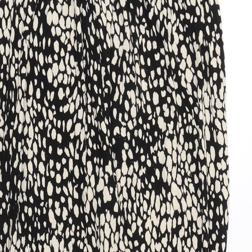 H&M Womens Black Geometric Viscose Trousers Size S Regular
