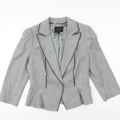 Coast Womens Grey Jacket Blazer Size 12 Button