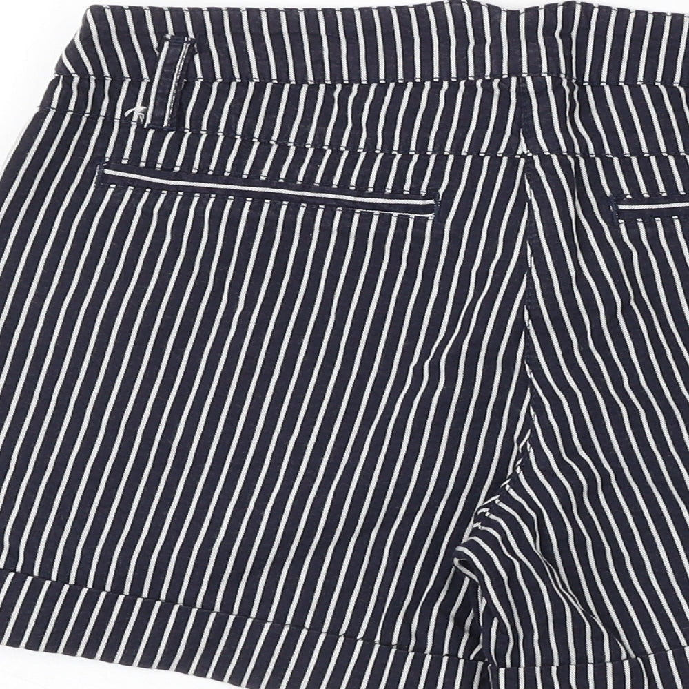 VILA Womens Blue Striped Polyester Hot Pants Shorts Size M Regular Button