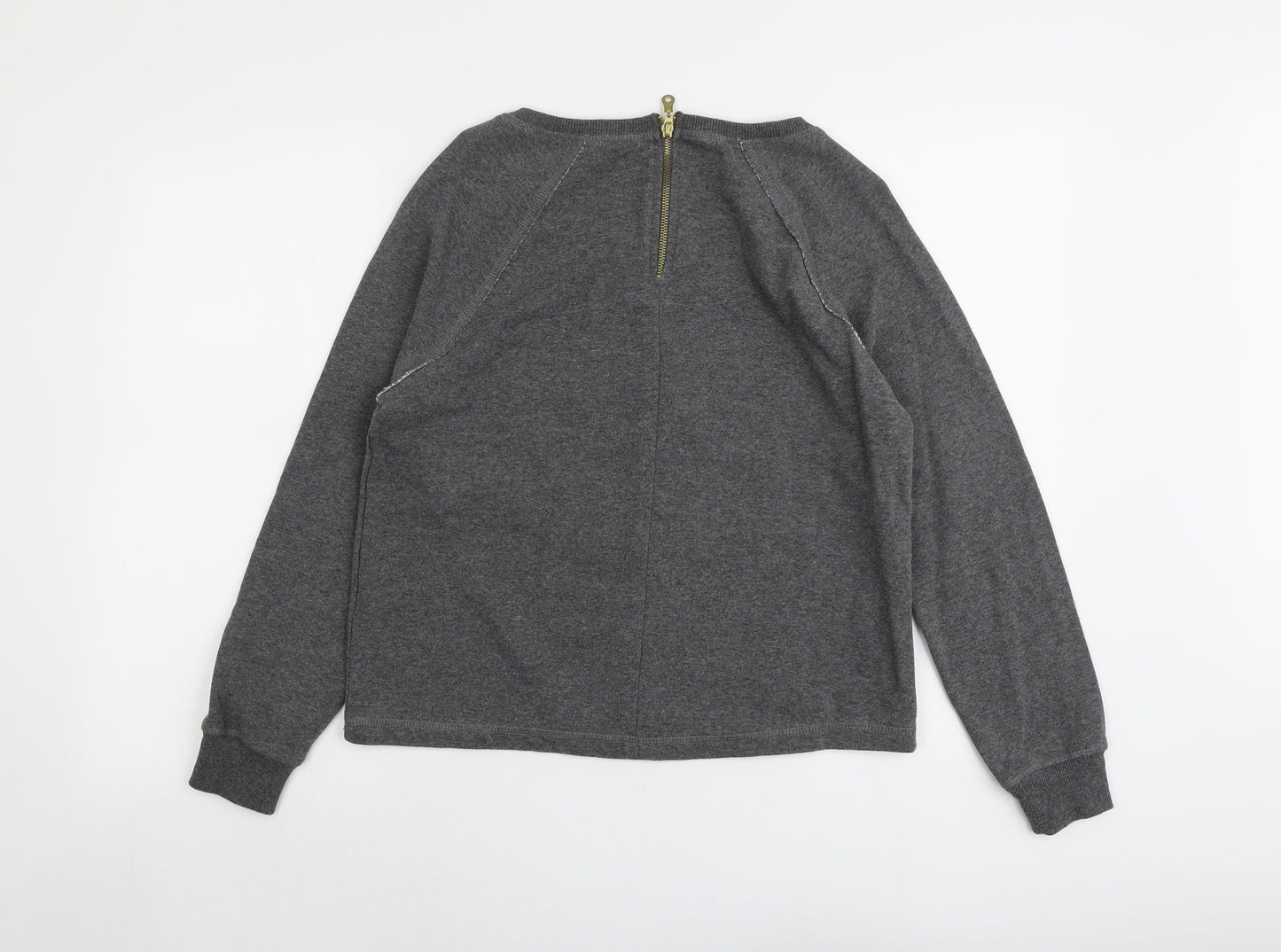 Gina Tricot Womens Grey Cotton Pullover Sweatshirt Size M Zip - American Flag
