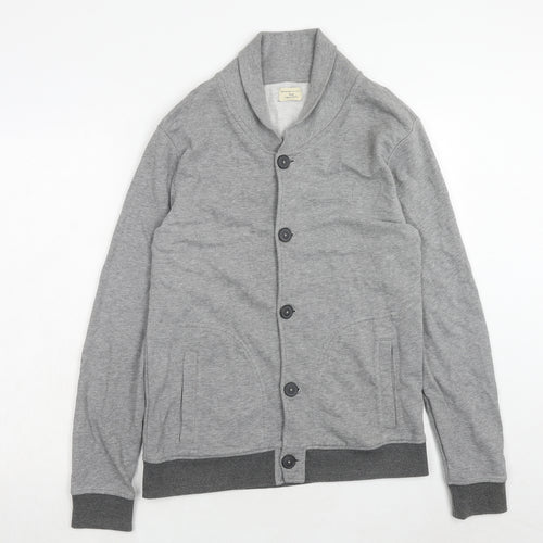 Selected Homme Mens Grey Cotton Cardigan Sweatshirt Size M