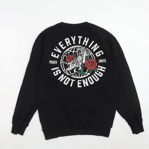 H&M Mens Black Cotton Pullover Sweatshirt Size XS - Slogan