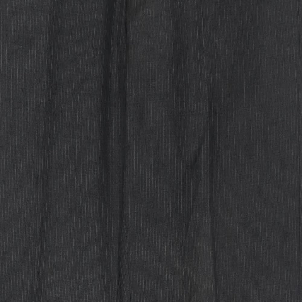 Marks and Spencer Mens Grey Striped Wool Dress Pants Trousers Size 34 in L33 in Regular Buckle