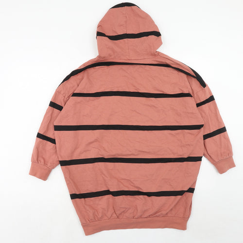 ASOS Womens Pink Striped Cotton Pullover Hoodie Size 10 Pullover