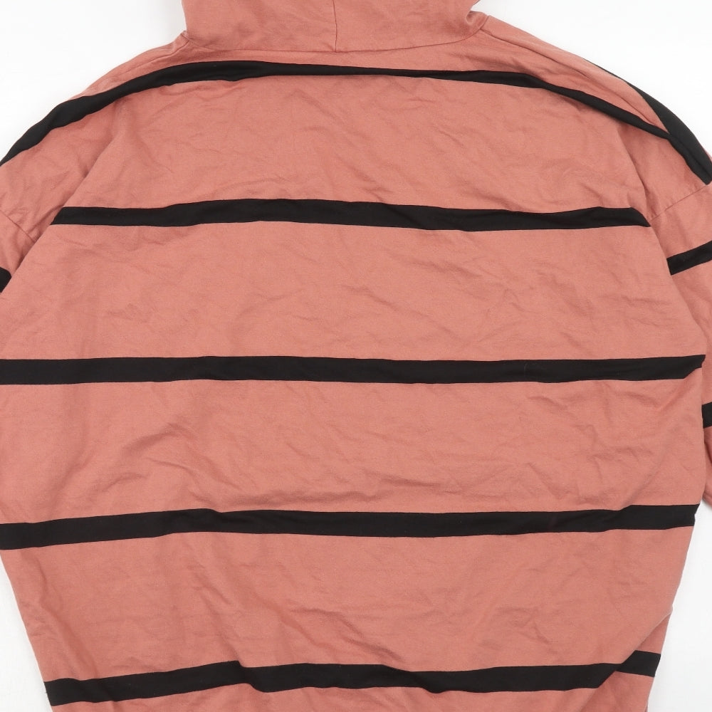 ASOS Womens Pink Striped Cotton Pullover Hoodie Size 10 Pullover