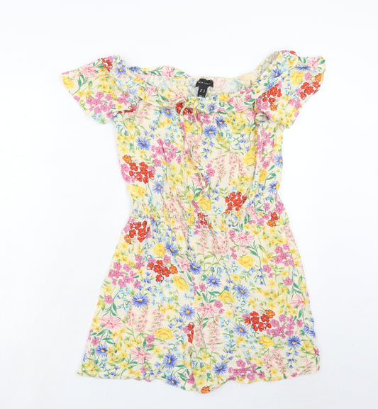 New Look Womens Multicoloured Floral Viscose Playsuit One-Piece Size 8 Pullover