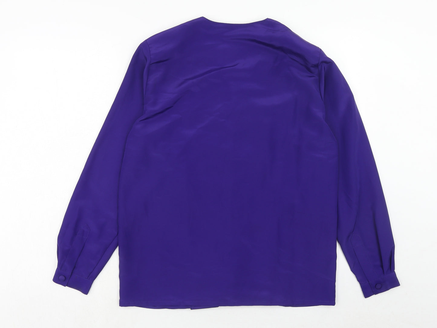 Alexon Womens Purple Polyester Basic Button-Up Size 10 V-Neck