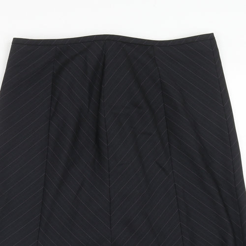 Austin Reed Womens Black Striped Wool Swing Skirt Size 30 in Zip