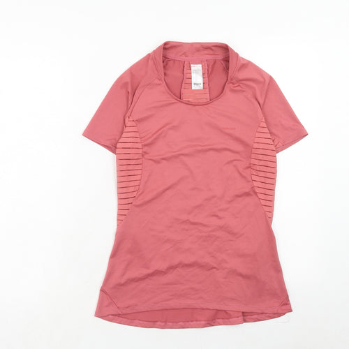 DECATHLON Womens Pink Polyester Basic T-Shirt Size XS Round Neck Pullover