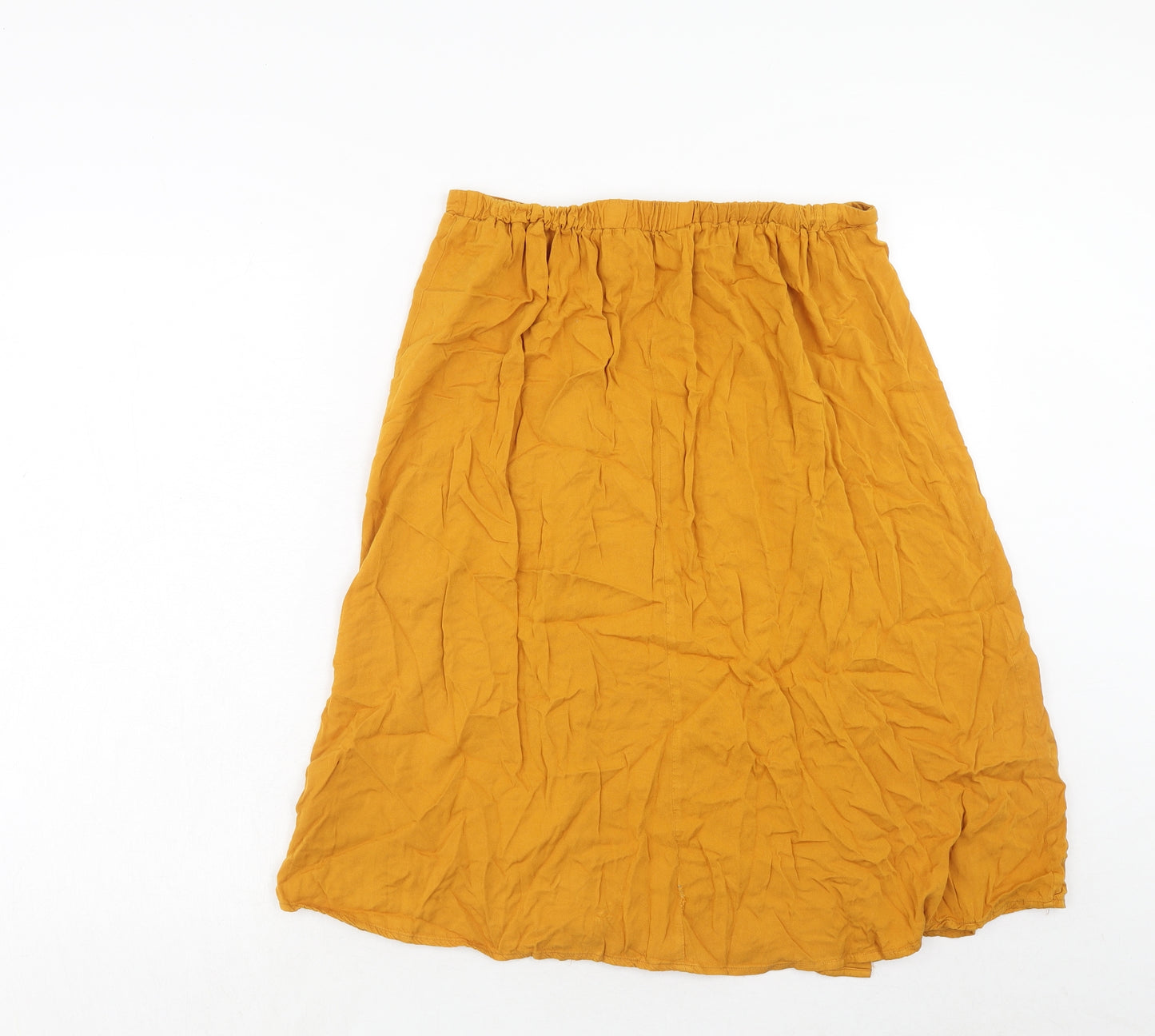 JustFab Womens Yellow Viscose A-Line Skirt Size L Button