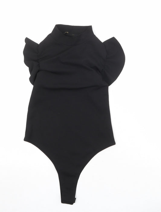 I SAW IT FIRST Womens Black Viscose Bodysuit One-Piece Size 8 Snap
