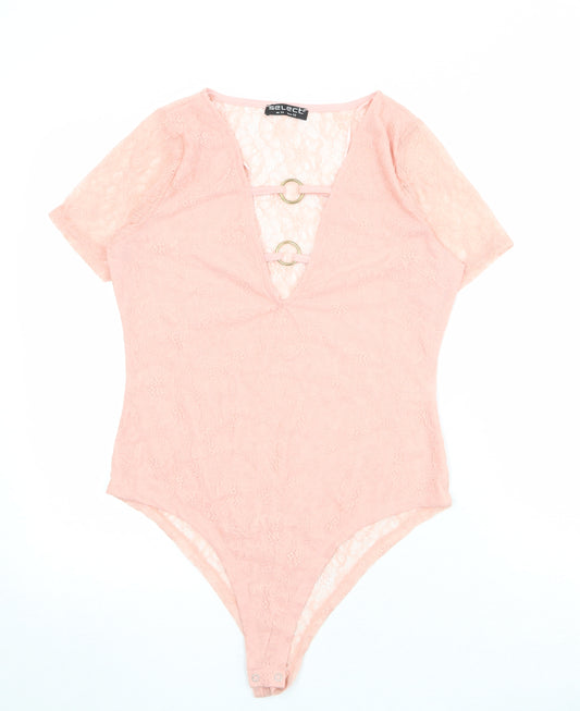 Select Womens Pink Polyester Bodysuit One-Piece Size 14 Snap - Ring Detail