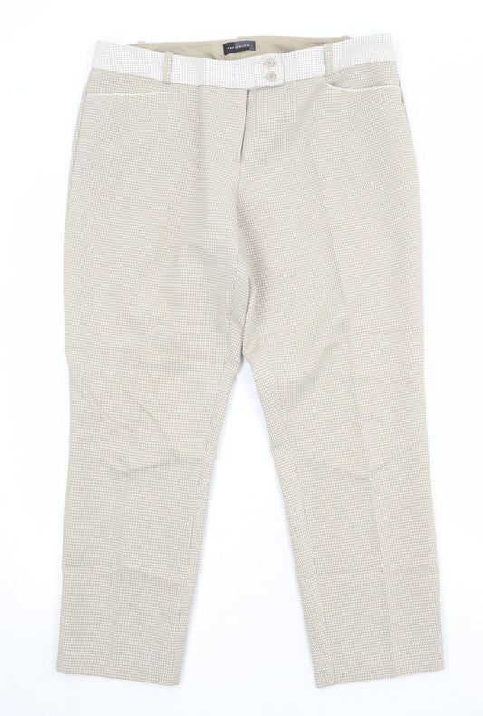 The Limited Womens Beige Geometric Cotton Trousers Size 10 Regular Zip