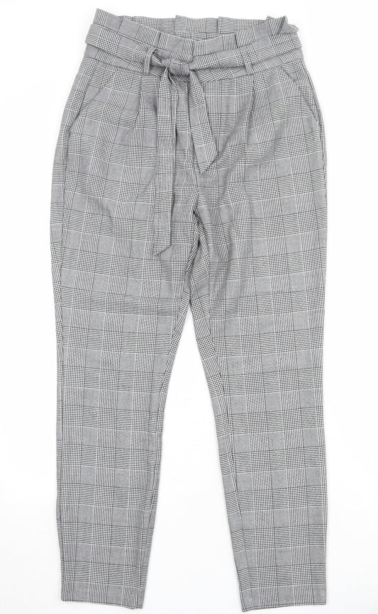 VERO MODA Womens Grey Plaid Polyester Carrot Trousers Size 28 in Regular Zip