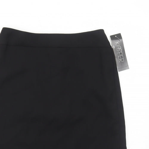 Kasper Womens Black Polyester Swing Skirt Size 8 Zip