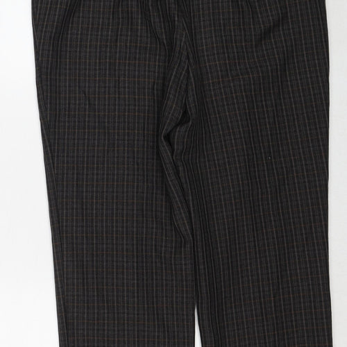 Marks and Spencer Womens Brown Plaid Polyester Trousers Size 14 Regular