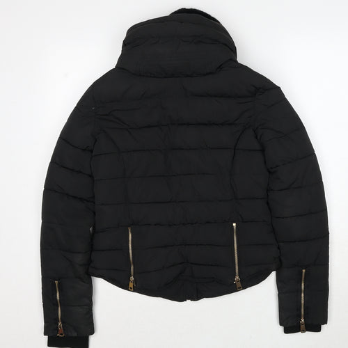 Zara Womens Black Puffer Jacket Jacket Size S Zip