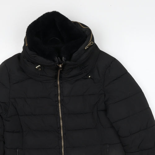 Zara Womens Black Puffer Jacket Jacket Size S Zip