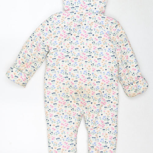Marks and Spencer Girls Multicoloured Floral Basic Coat Coat Size 2-3 Years Zip - Snowsuit