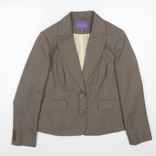 Autonomy Womens Grey Polyester Jacket Suit Jacket Size 14 - Shoulder Pads