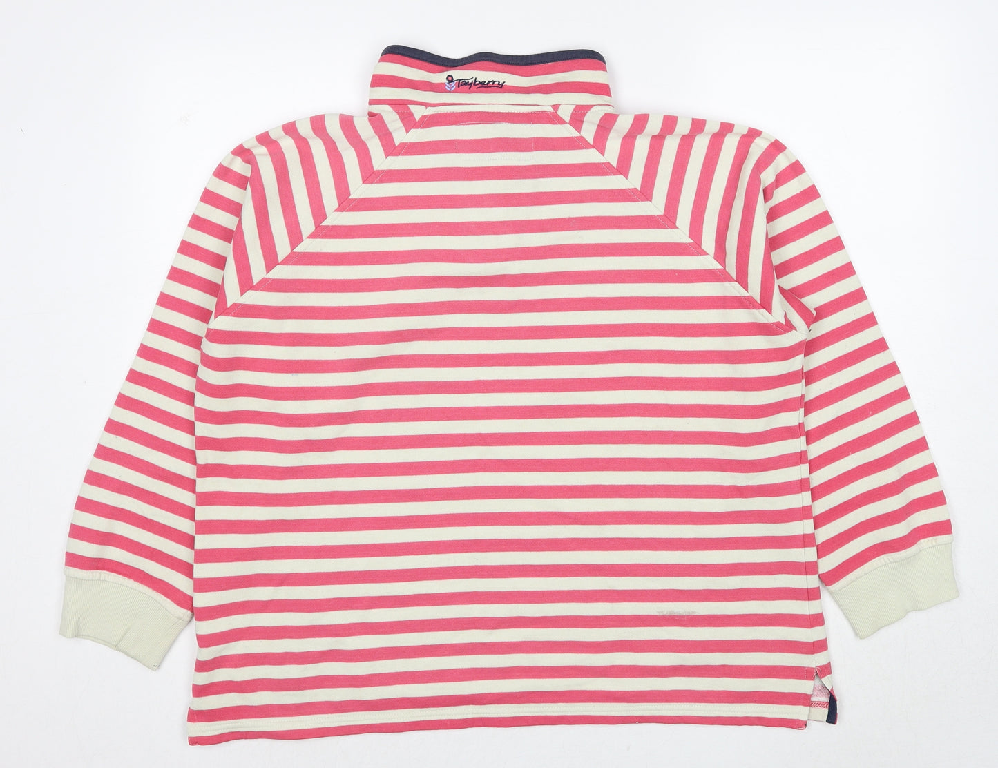 Tay Berry Womens Pink Striped Cotton Pullover Sweatshirt Size L Pullover - Size L/XL