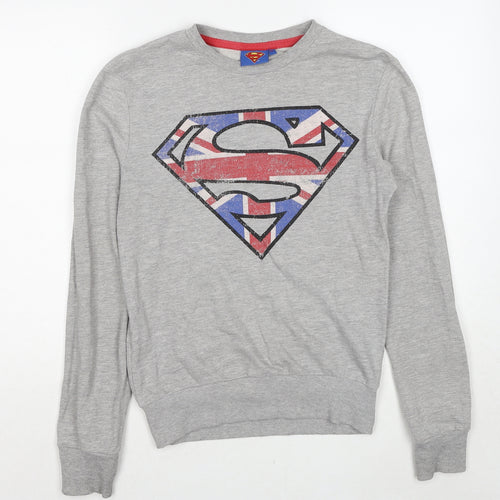 Superman Mens Grey Cotton Pullover Sweatshirt Size XS
