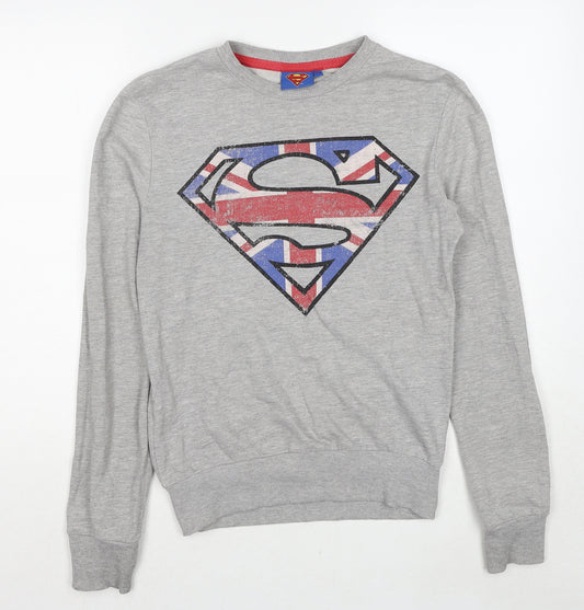 Superman Mens Grey Cotton Pullover Sweatshirt Size XS