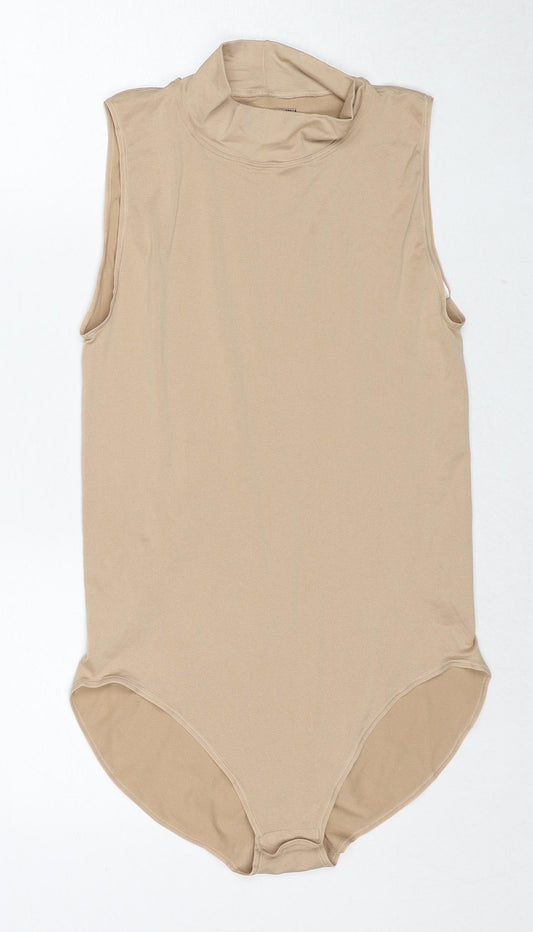 Marks and Spencer Womens Beige Polyamide Bodysuit One-Piece Size XL Snap