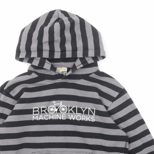 Uniqlo Womens Black Striped Cotton Pullover Hoodie Size S Pullover - Brooklyn Machine Works