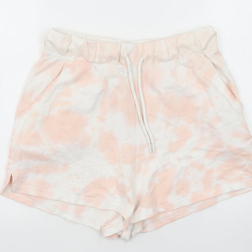 New Look Womens Pink Cotton Sweat Shorts Size S Regular Pull On - Tie Dye