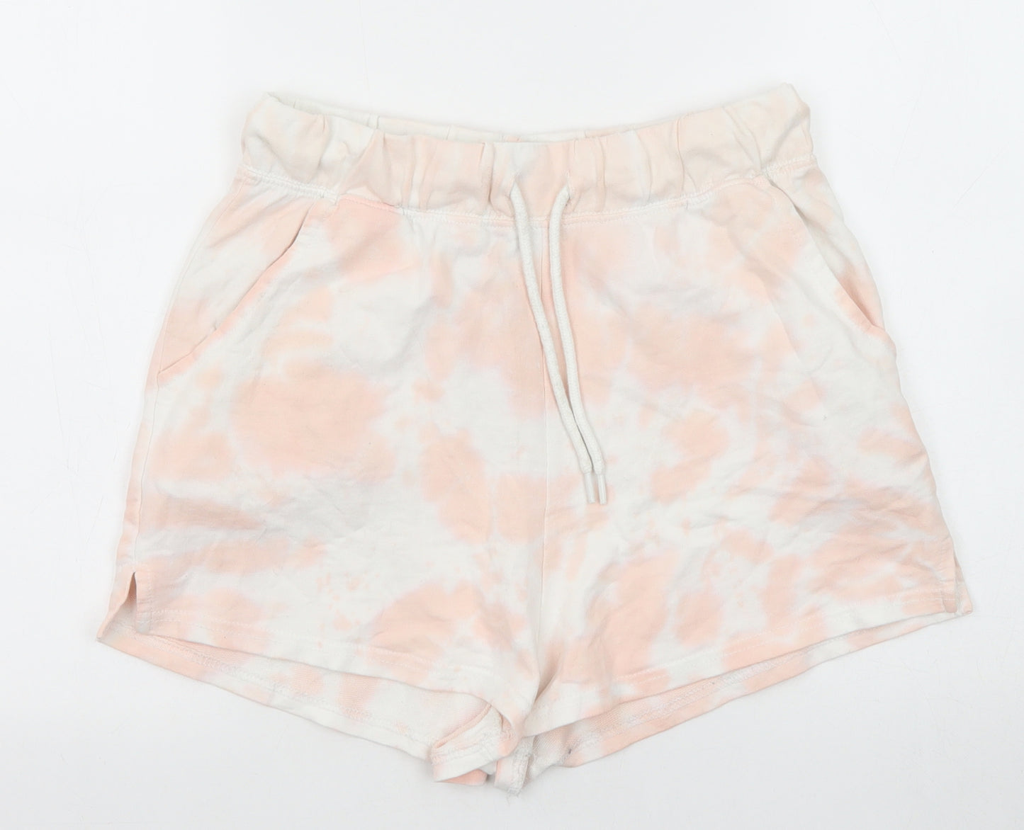 New Look Womens Pink Cotton Sweat Shorts Size S Regular Pull On - Tie Dye