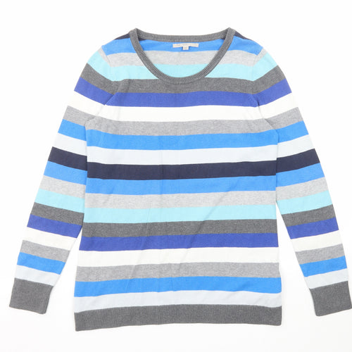 Gap Mens Multicoloured Round Neck Striped Cotton Pullover Jumper Size M Long Sleeve