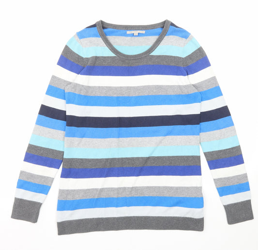 Gap Mens Multicoloured Round Neck Striped Cotton Pullover Jumper Size M Long Sleeve